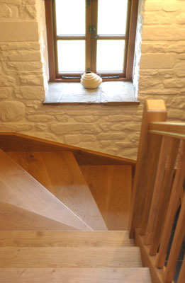 Abercynafon Farm Barn - oak stairs